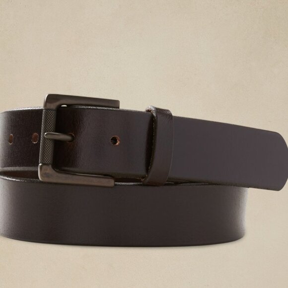 Banana Republic 	Leather Roller-Buckle Casual Belt - Dark Brown - Size 38 - Picture 1 of 3